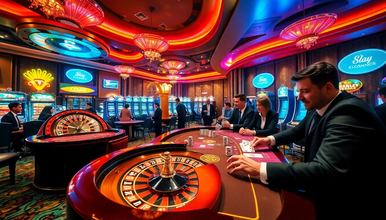 Players enjoy a thrilling gambling experience at 8day.cn.com, surrounded by vibrant casino elements.