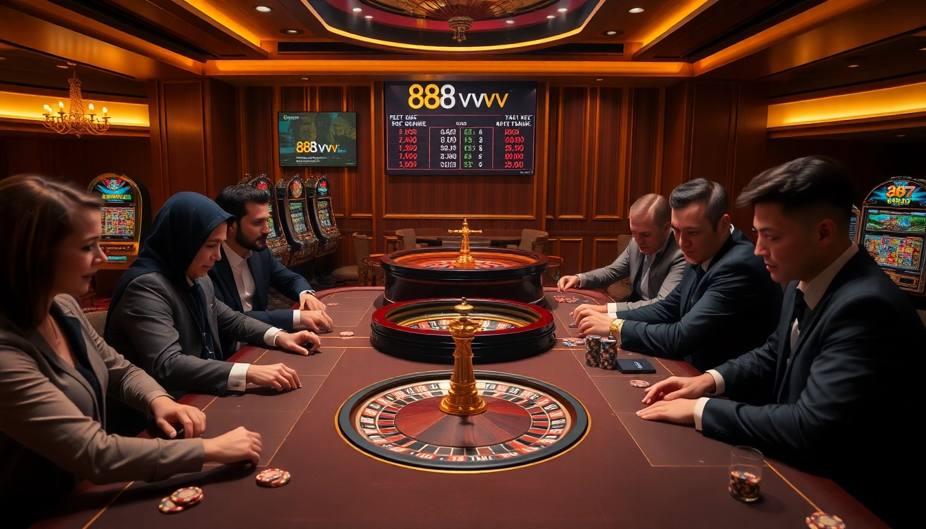 Experience 88vv's thrilling casino atmosphere with vibrant tables and exciting gameplay.