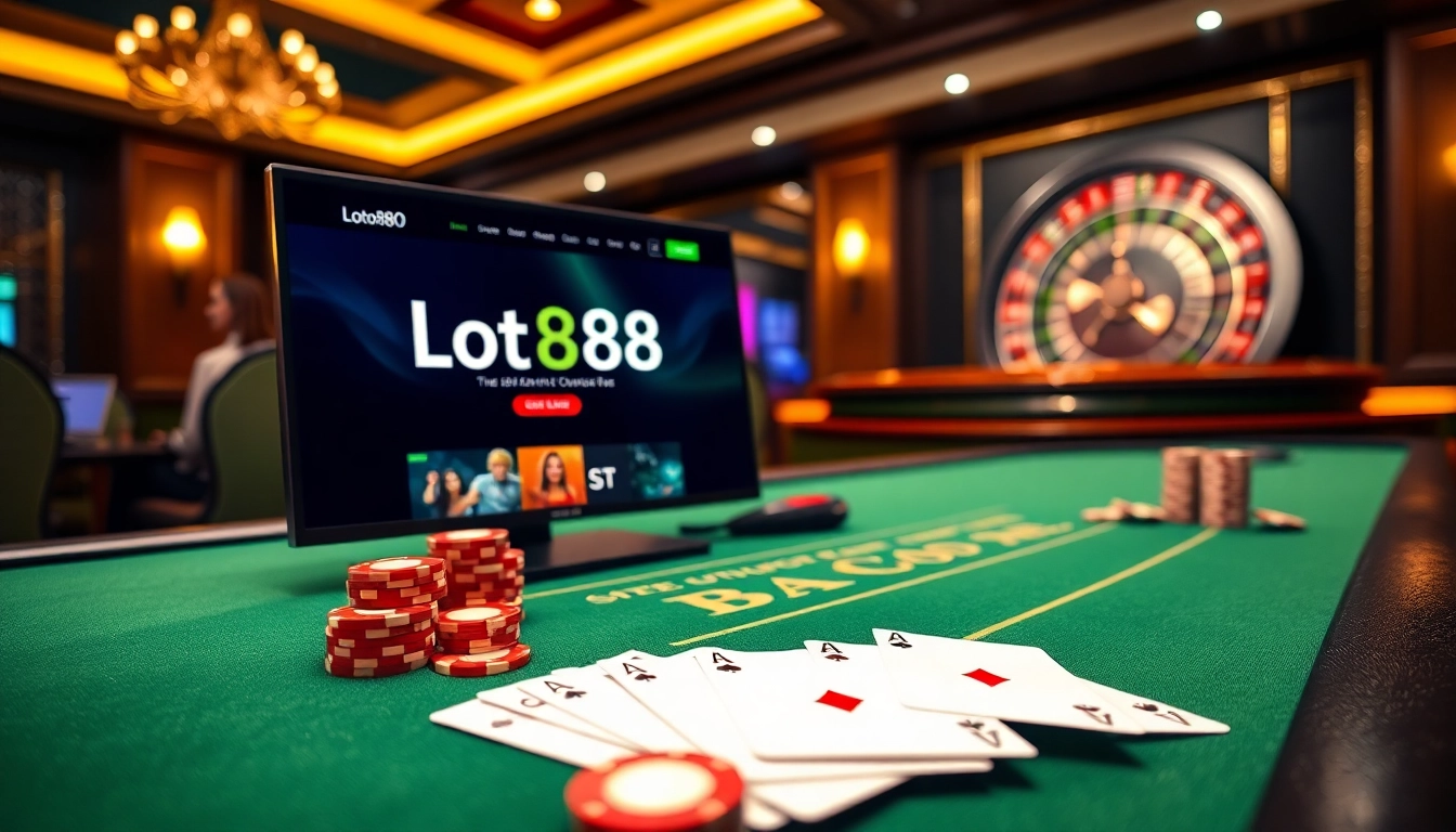 Experience the excitement of loto188.gb.net with vibrant casino scenes featuring poker and roulette.