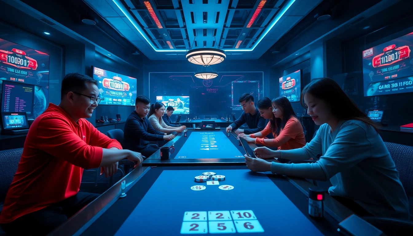 Exciting online gaming scene at gamebaidoithuong.com.vc with players enjoying card games.