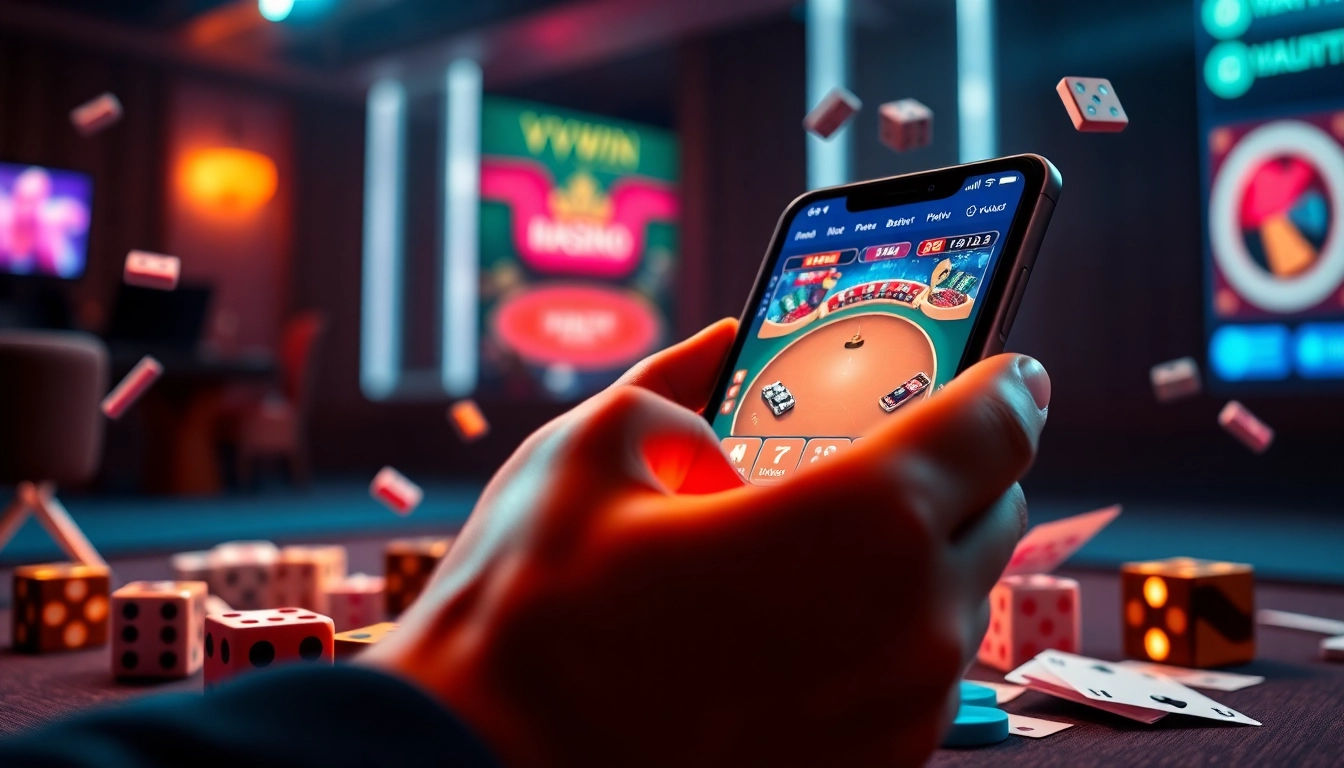 Engaging scene of vvvwin88.live showcasing online gambling with vibrant casino games.