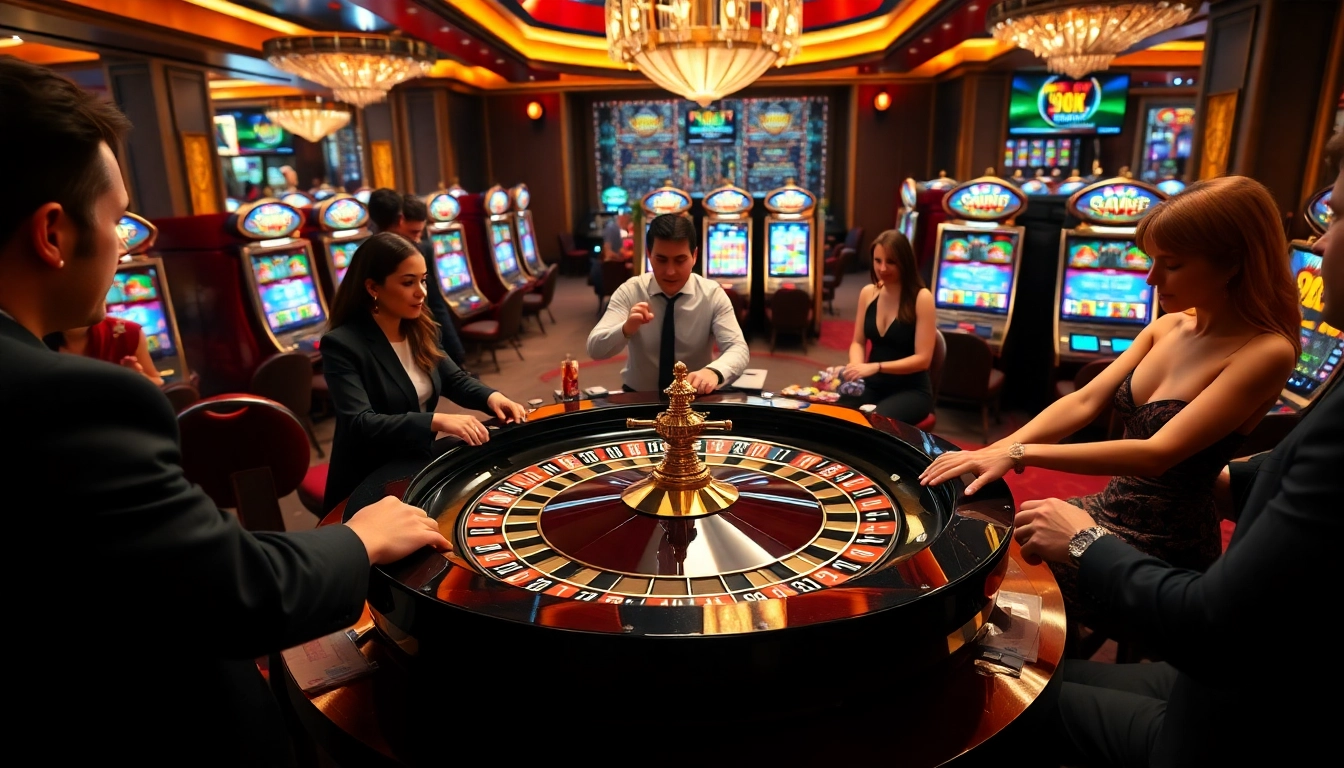 Players enjoying betting at the luxurious casino table experience at https://99ok.co.im/, vibrant excitement guaranteed.