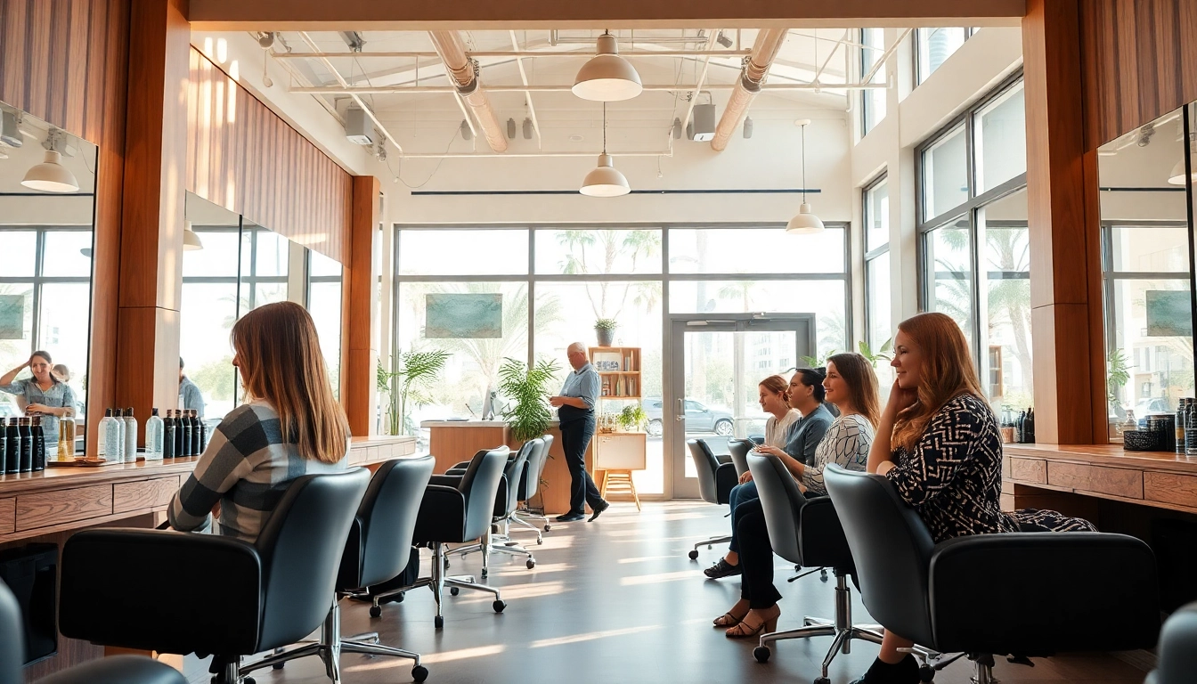 Best hair salon San Diego with stylists creating stunning haircuts in a warm, inviting atmosphere.